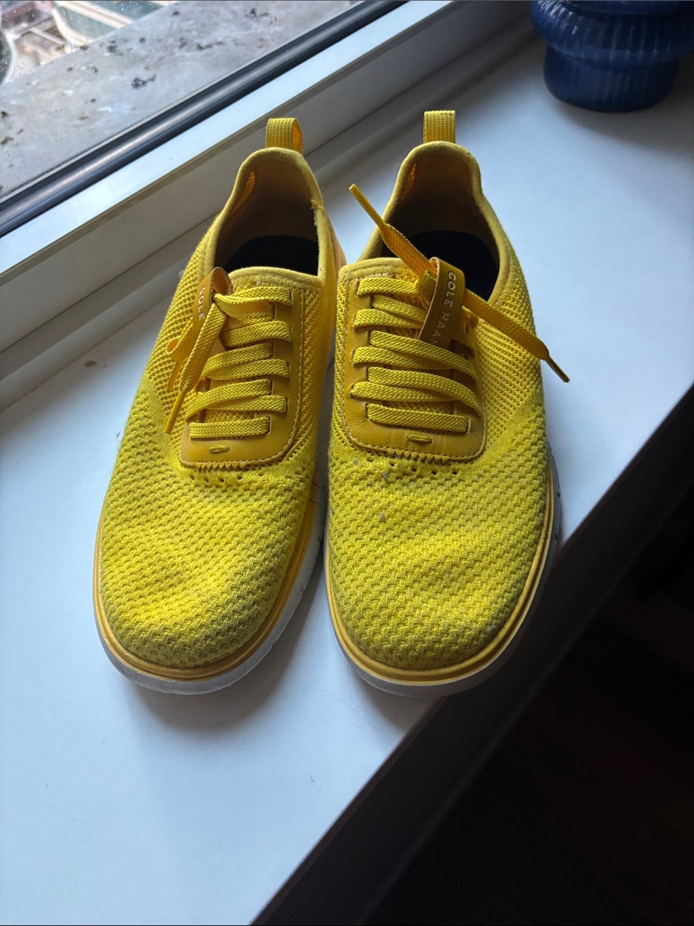 Cole Haan Men’s Yellow Knit Lace-Up Sneakers